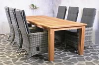 Tuinset Haria - 6 wicker stoelen met teakhouten tafel