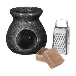 Ideas4seasons Amberblokjes/geurblokjes cadeauset - sandelhout - inclusief geurbrander en mini rasp - Geurbranders