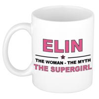 Elin cadeau mok - Woman Myth Supergirl - naam koffiemok - 300 ml - collega - moederdag