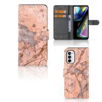 Motorola Moto G52 | Moto G82 Bookcase Marmer Oranje - thumbnail