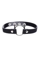 Kinky Kitty Ring Slim Choker - PU leer - Zwart