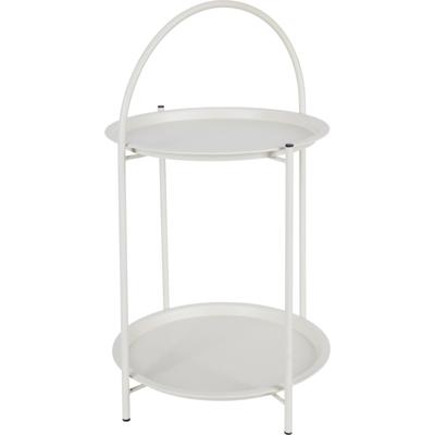 Home & Styling Bijzettafel - wit - metaal - H66 cm - plantenpot verhoger - binnen/buiten