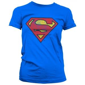 Vintage Superman logo t-shirt - blauw - dames - korte mouwen - verkleed shirt superhelden