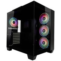 LC Power 809-B-ON Dark Storm_X Midi-tower Gaming-behuizing Zwart Zijvenster, 4 voorgeïnstalleerde LED-ventilators