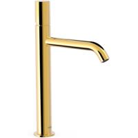 Wastafelkraan Tres Study | Opbouw | Mengkraan | Hoog model | 1-knop | Rond | 24k Goud glans