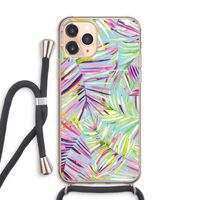 Tropical Palms Blue: iPhone 11 Pro Max Transparant Hoesje met koord