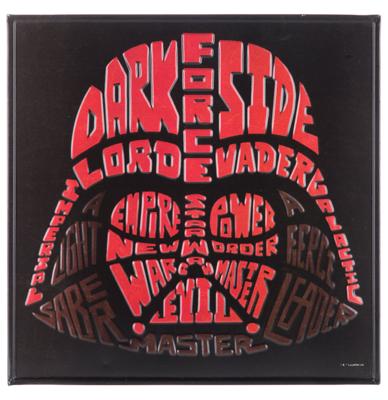 Star Wars Darth Vader Word Art Reliëf Tinnen Bord 30 x 30 cm LAATSTE STUKS | 21% korting