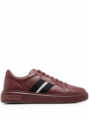 Bally baskets en cuir à détails rayés - Rouge
