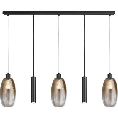 Masterlight Glazen hanglampOlive 3x Ø 18,5cm - 2x Run pendel - zwart - 2431-05-130-5RB20218