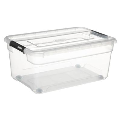 5Five opberg kist met deksel - Box - 40 liter - 58 x 39 x 26 cm - kunststof - transparant