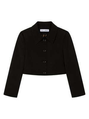 Dolce & Gabbana Kids blazer crop à simple boutonnage - Noir
