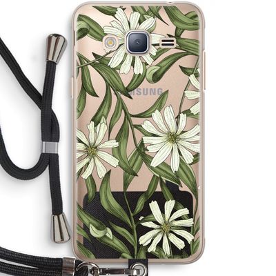 Wit bloemenpatroon: Samsung Galaxy J3 (2016) Transparant Hoesje met koord