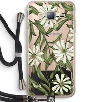 Wit bloemenpatroon: Samsung Galaxy J3 (2016) Transparant Hoesje met koord
