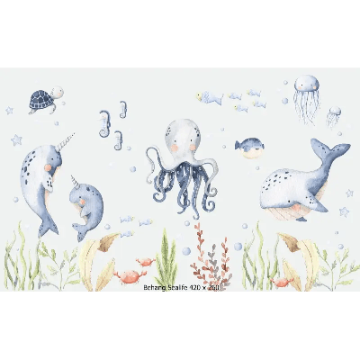 Designed4Kids wandvullend behang kinderkamer sealife-420 x 260 cm