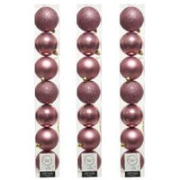 21x stuks kunststof kerstballen oudroze (velvet) 8 cm glans/mat/glitter