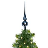 Glazen kerstboom piek/topper nachtblauw glans 26 cm - thumbnail