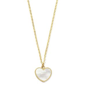 Ketting Hart geelgoud-parelmoer wit 10,5 x 12,5 mm 40-42 cm