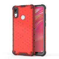 Honingraat schokbestendig PC + TPU Case voor Huawei Y7 (2019) (rood)