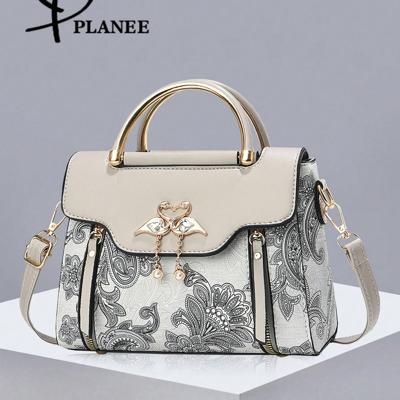 Pink PU Leather Mini Handbag - Floral Print Crossbody Square Bag Multicolor-3 / one-size