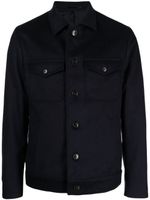 N.Peal spread-collar wool-blend jacket - Bleu - thumbnail