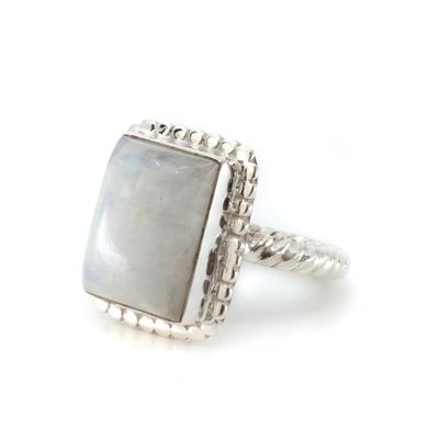 Edelsteen Ring Regenboog Maansteen 925 Zilver "Kasasha" (Maat 19)