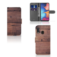 Samsung Galaxy A20e Book Style Case Old Wood