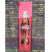 Coca-Cola Fles Metalen Straatbord Origineel Houten Frame 200 x 52 cm