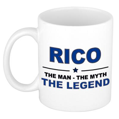 Rico cadeau mok - man myth legend - naam koffiemok / beker - wit en blauw - 300 ml Rico cadeau mok - man myth legend - naam koffiemok / beker - wit en blauw - 300 ml