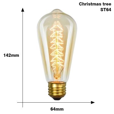 E27 40W Retro Edison gloeilamp gloeidraad Vintage ampul gloeilamp AC 220V (ST64 kerstboom)