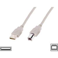 Digitus USB-kabel USB 2.0 USB-A stekker, USB-B stekker 1.80 m Beige AK-300102-018-E - thumbnail