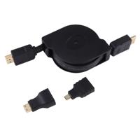 1m HDMI Male naar HDMI Male uittrekbare Video Audio Connector Adapter Kabel met Mini HDMI & Micro HDMI Adapters voor HDTV Monitor & Projector & PC & c