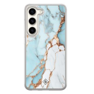 Samsung Galaxy S23 hybride hoesje - Marmer lichtblauw