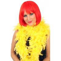 Verkleed veren boa - 2x stuks - geel - 180 cm - Carnaval verkleed accessoires - Dames - Veertjes