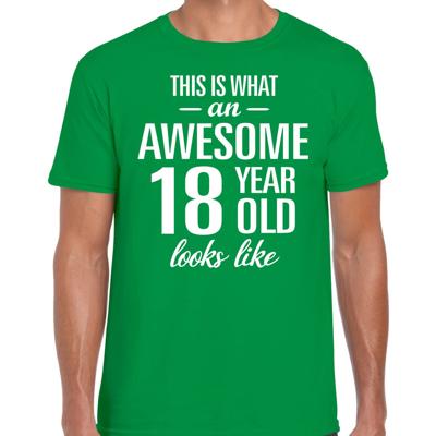 Awesome 18 year - geweldige 18 jaar - t-shirt - groen - heren - Verjaardag cadeau