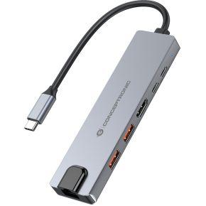 Conceptronic DONN29G laptop dock & poortreplicator Bedraad USB 3.2 Gen 2 (3.1 Gen 2) Type-C Grijs