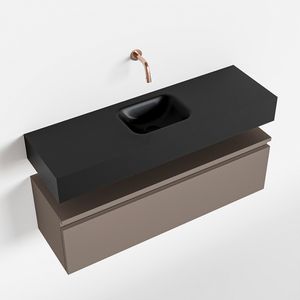 Toiletmeubel Mondiaz Andor | 100 cm | Meubelkleur Smoke | Lex vrijhangend wastafel Urban Midden | Zonder kraangat