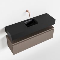 Toiletmeubel Mondiaz Andor | 100 cm | Meubelkleur Smoke | Lex vrijhangend wastafel Urban Midden | Zonder kraangat