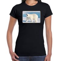 Dieren t-shirt met ijsberen foto zwart voor dames
