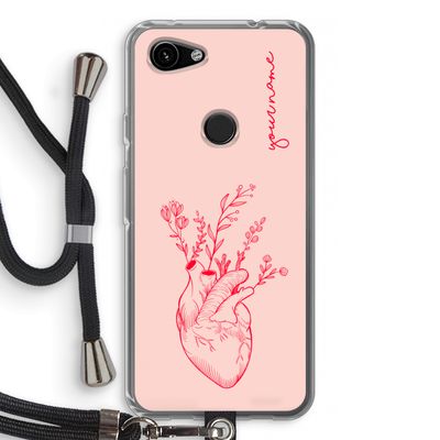 Blooming Heart: Pixel 3a Transparant Hoesje met koord