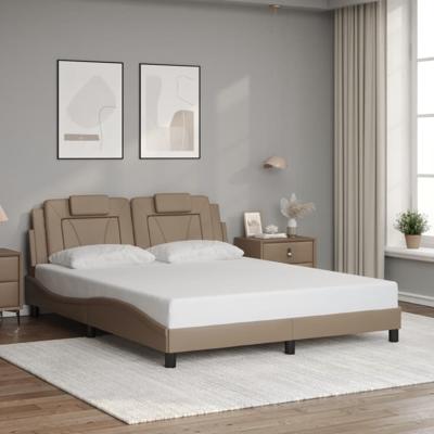 Bedframe met hoofdbord kunstleer cappuccinokleurig 160x200 cm