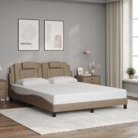 Bedframe met hoofdbord kunstleer cappuccinokleurig 160x200 cm