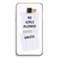 No Girls Allowed Unless: Samsung Galaxy A5 (2016) Transparant Hoesje