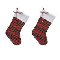 2x stuks kerstsok rood met ruitjes 23 x 45 cm kerstversiering/kerstdecoratie