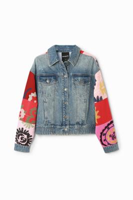 Kort spijkerjasje patch - BLUE - XS
