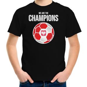 Polen EK/ WK supporter t-shirt we are the champions met Poolse voetbal zwart kinderen