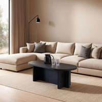 Ovale Salontafel Zara 110 x 50cm, kleur zwart eiken