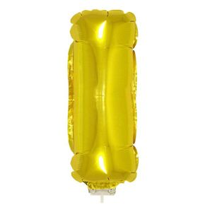 Gouden opblaas letter ballon I op stokje 41 cm   -