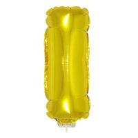Gouden opblaas letter ballon I op stokje 41 cm   - - thumbnail