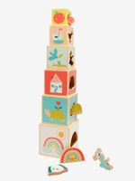 Toren van kubussen met ingebouwde vormen gemaakt van FSC® hout croque la vie - thumbnail