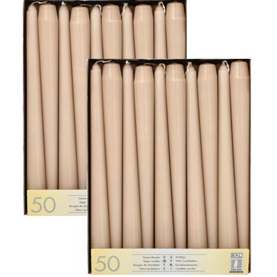 Dinerkaarsen/kandelaarkaarsen Mega pack - 100x stuks - taupe - Gotisch - 25 cm
